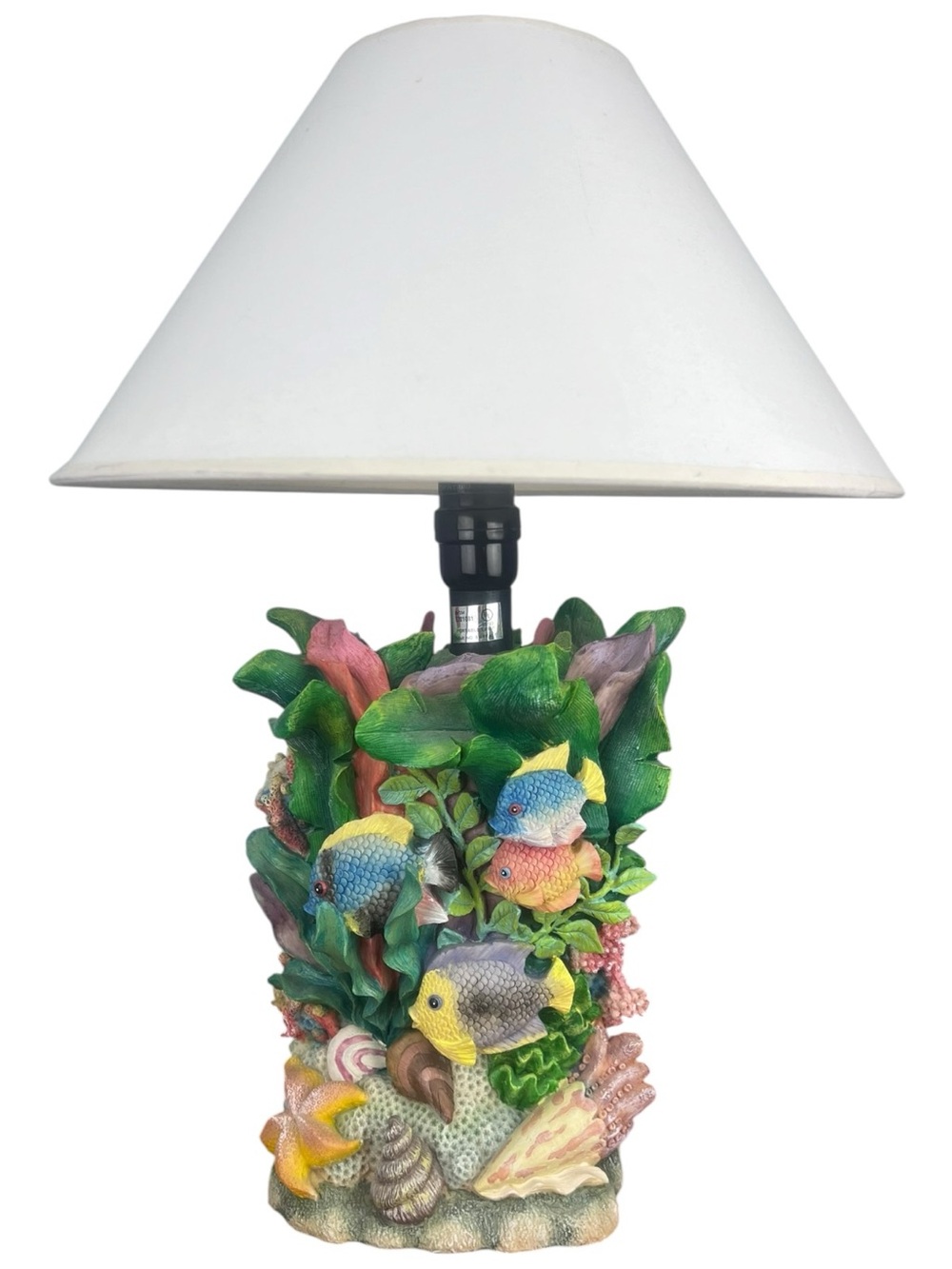 Vintage Jaimy Resin Fish Lamp Ocean Coral Reef Table Lamp Nautical 13” RARE